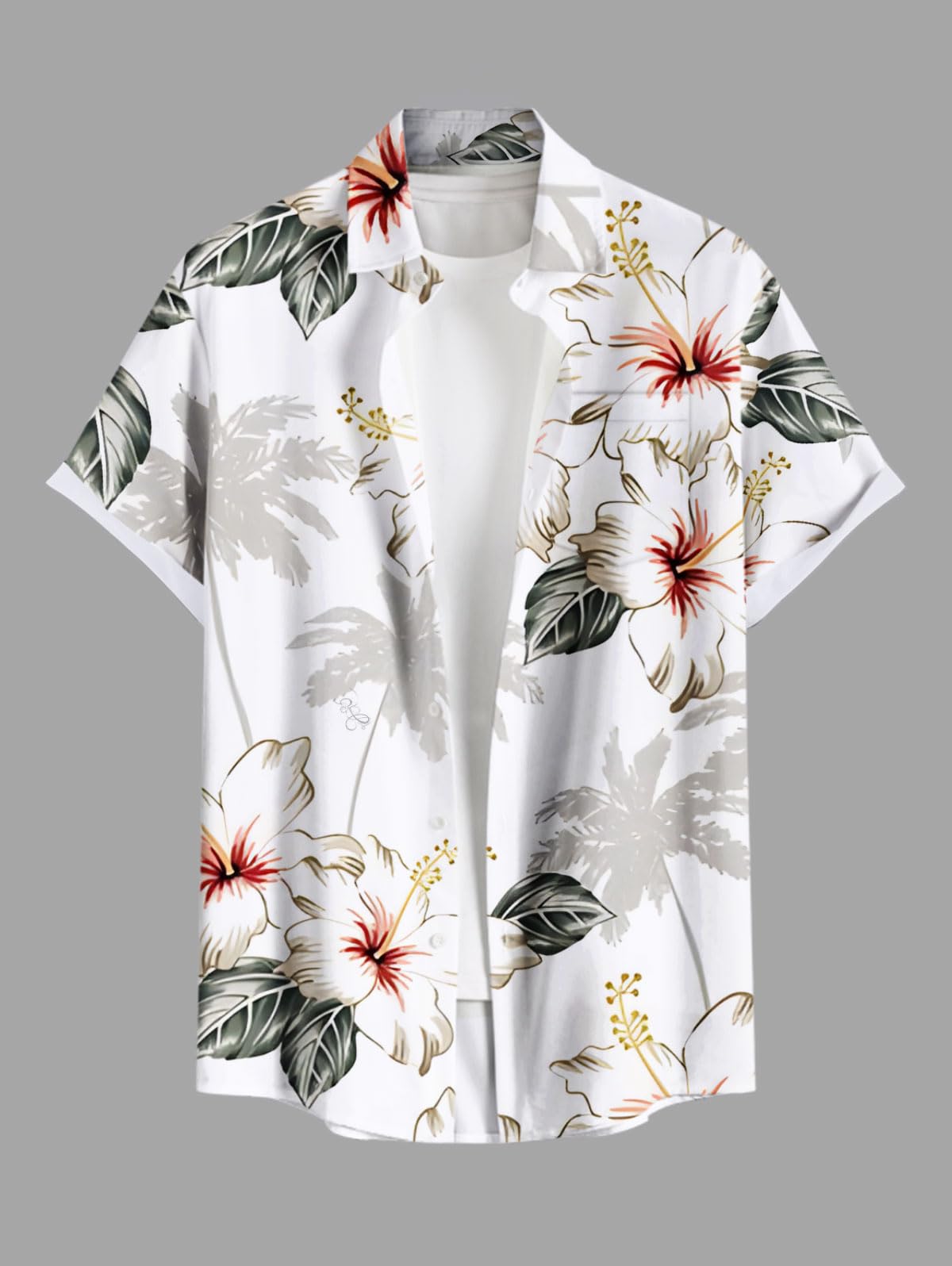 Matchable Couple Hawaiian Sea Beach Starfish Turtle Shell Print Shirt or Plus Size Midi Split A Line Dress - Image 3