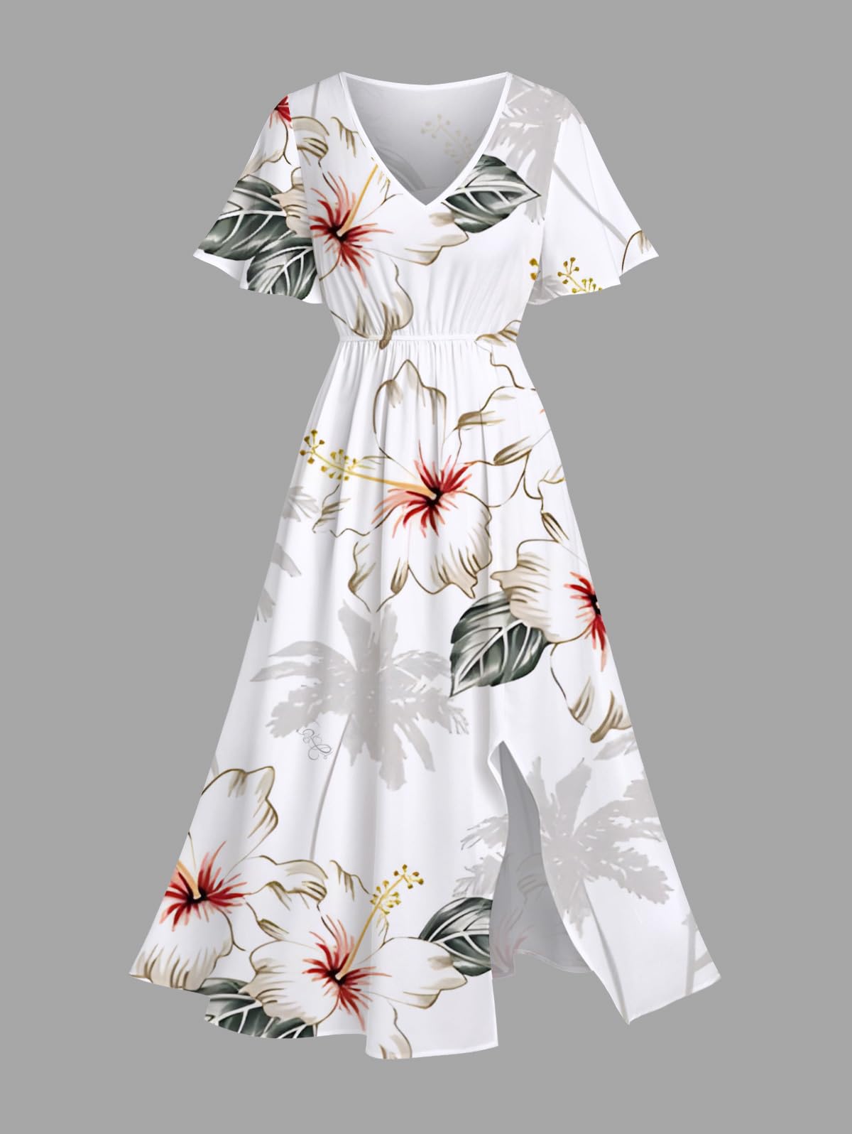 Matchable Couple Hawaiian Sea Beach Starfish Turtle Shell Print Shirt or Plus Size Midi Split A Line Dress - Image 4
