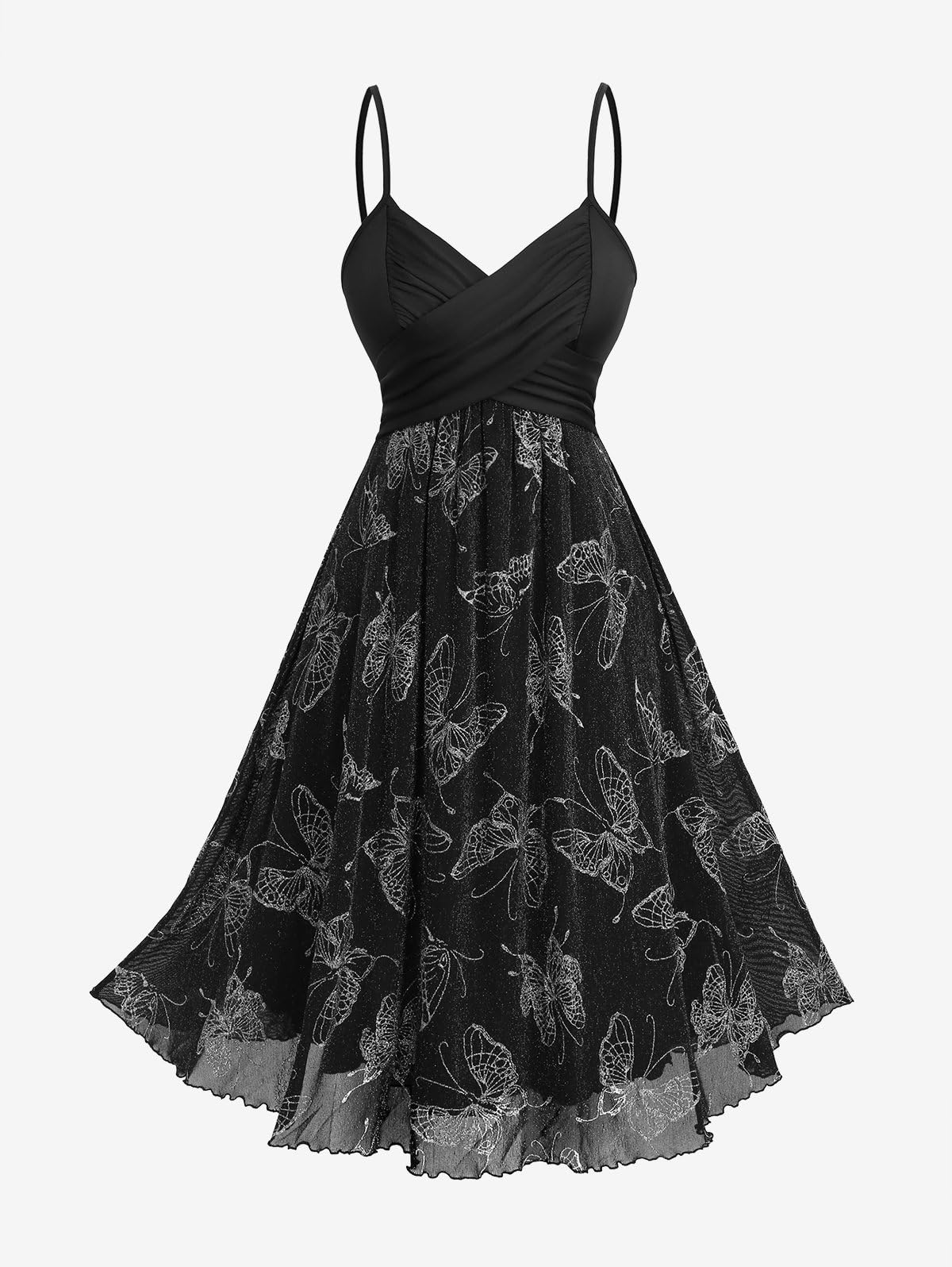 ROSE GAL Plus Size Women 2pcs Cocktail Dress Set Party Wedding Semi Formal Chiffon Cape and Butterfly Cami Dress - Image 4