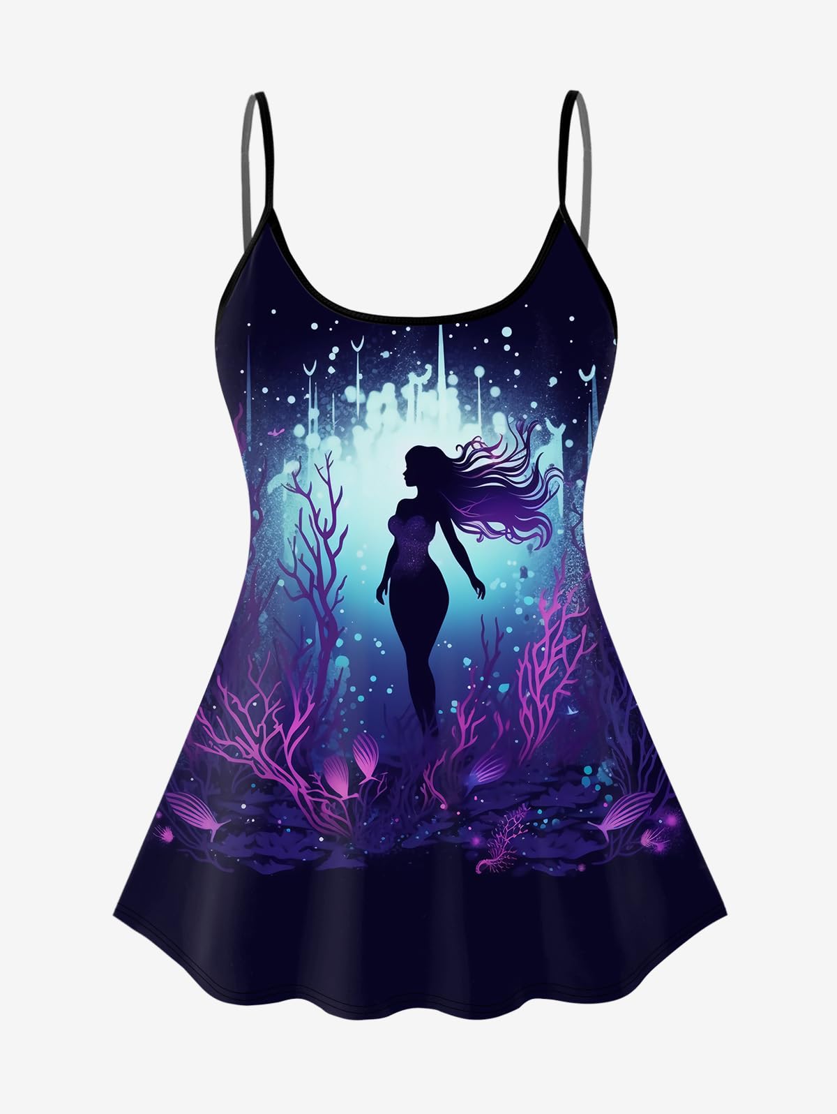 ROSE GAL Plus Size Women Gothic Tummy Control Modest Tankini Swimsuit Mermaid Padded Two Piece Bathing Suit - Image 3