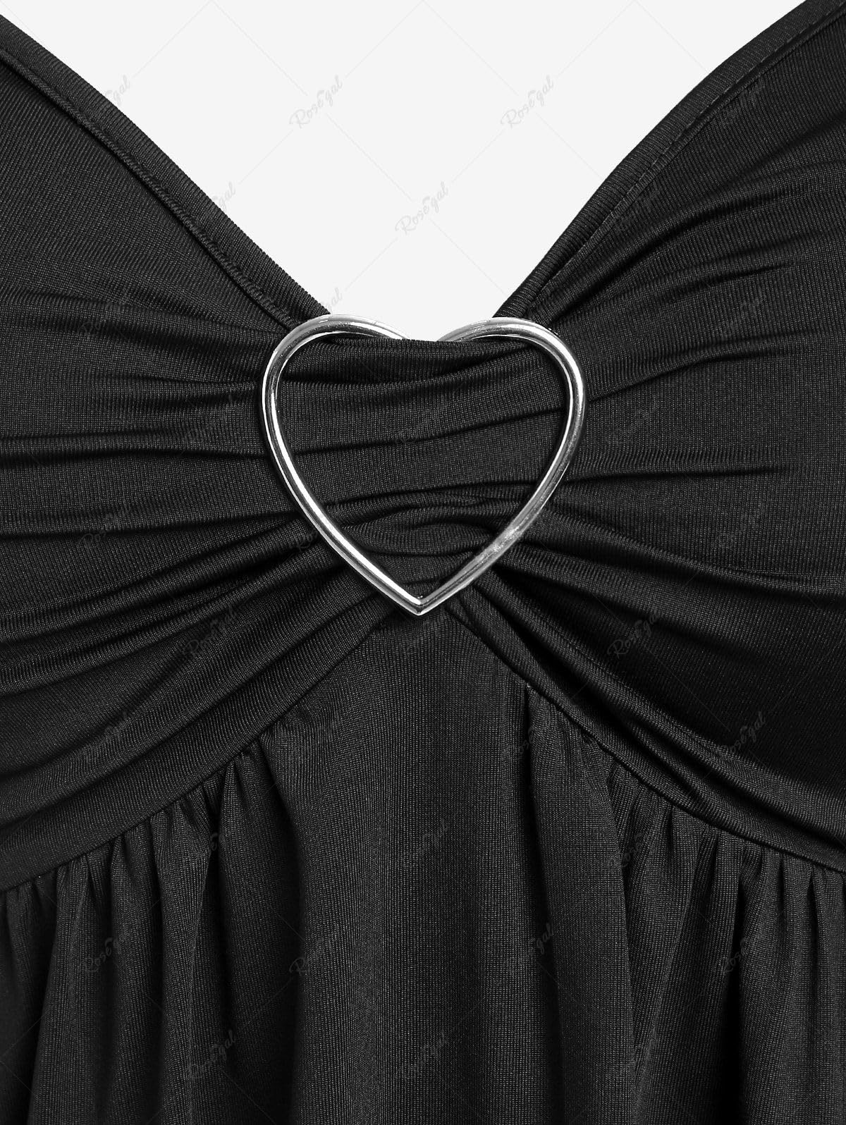 ROSE GAL Plus Size Women Heart Ring Buckled Casual Summer Flowy Lace Handkerchief Hem Tank Top - Image 3