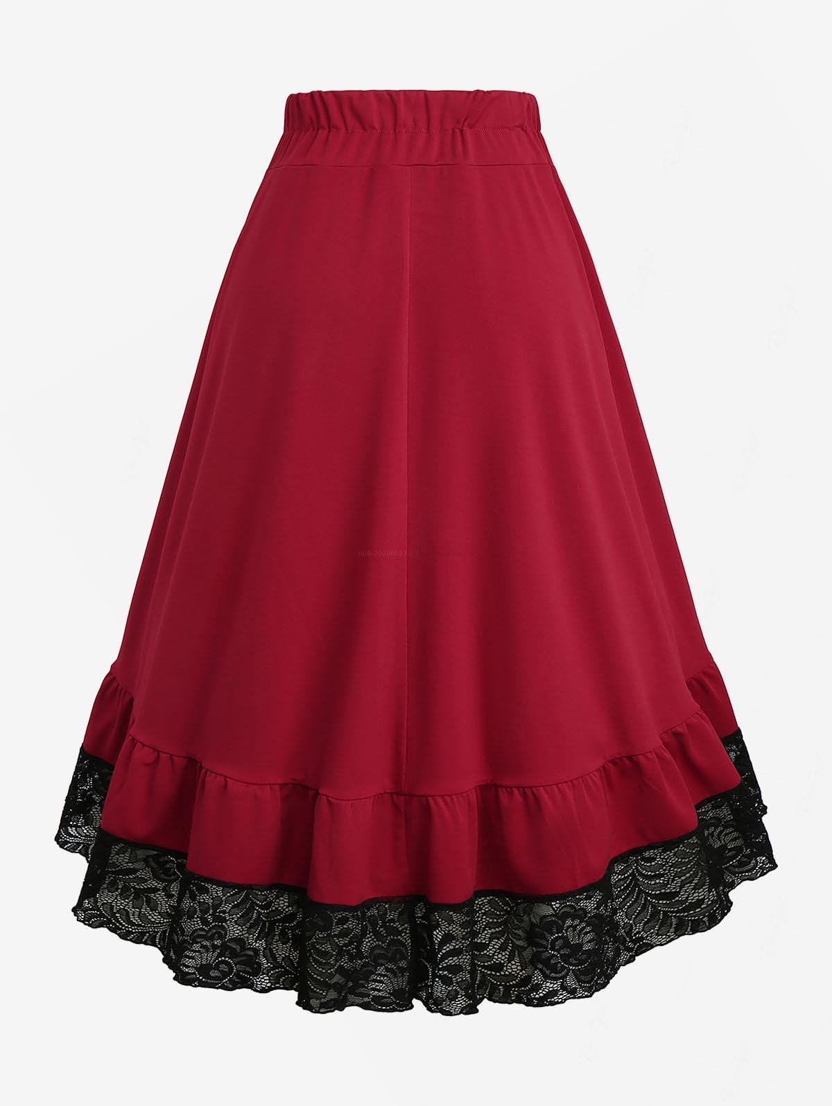 ROSE GAL Plus Size Womens Goth Steampunk High Low Skirt - Image 4