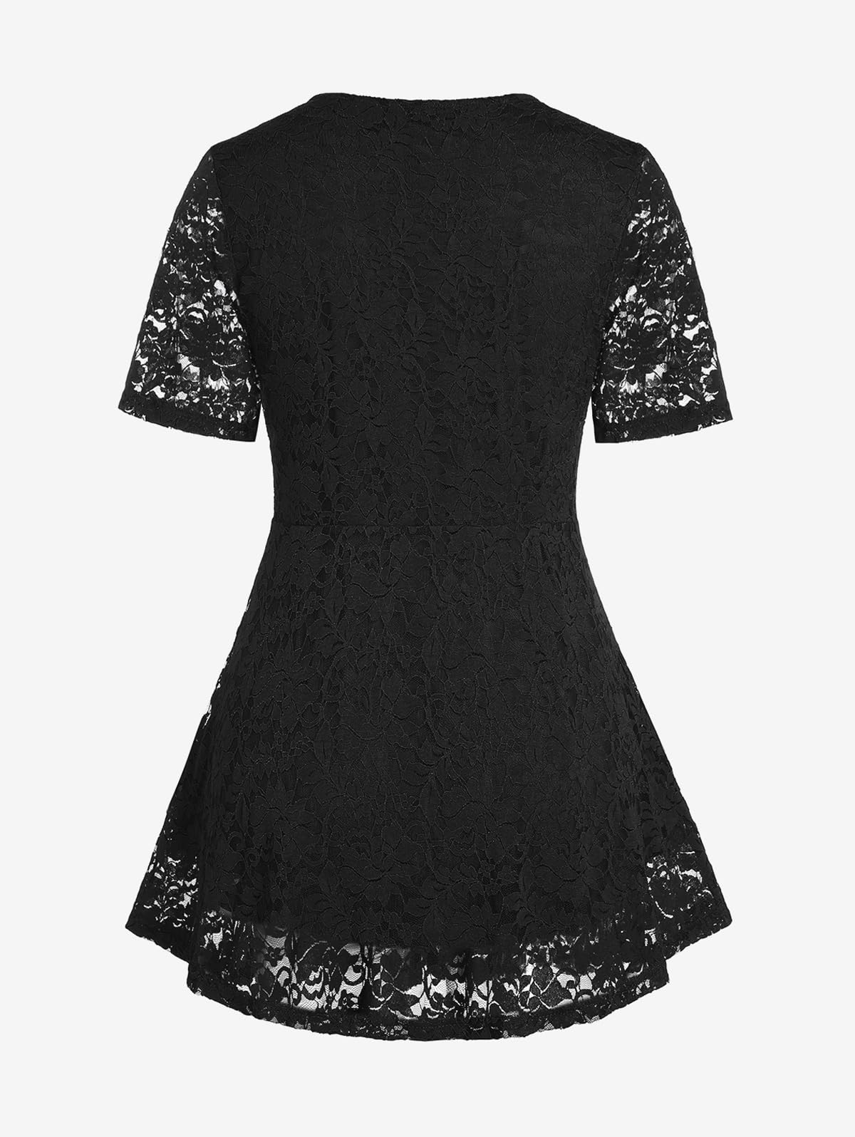ROSE GAL Women's Plus Size Tunic V Neck Top Curve Floral Lace Blouse A-Line Swing T Shirt - Image 3