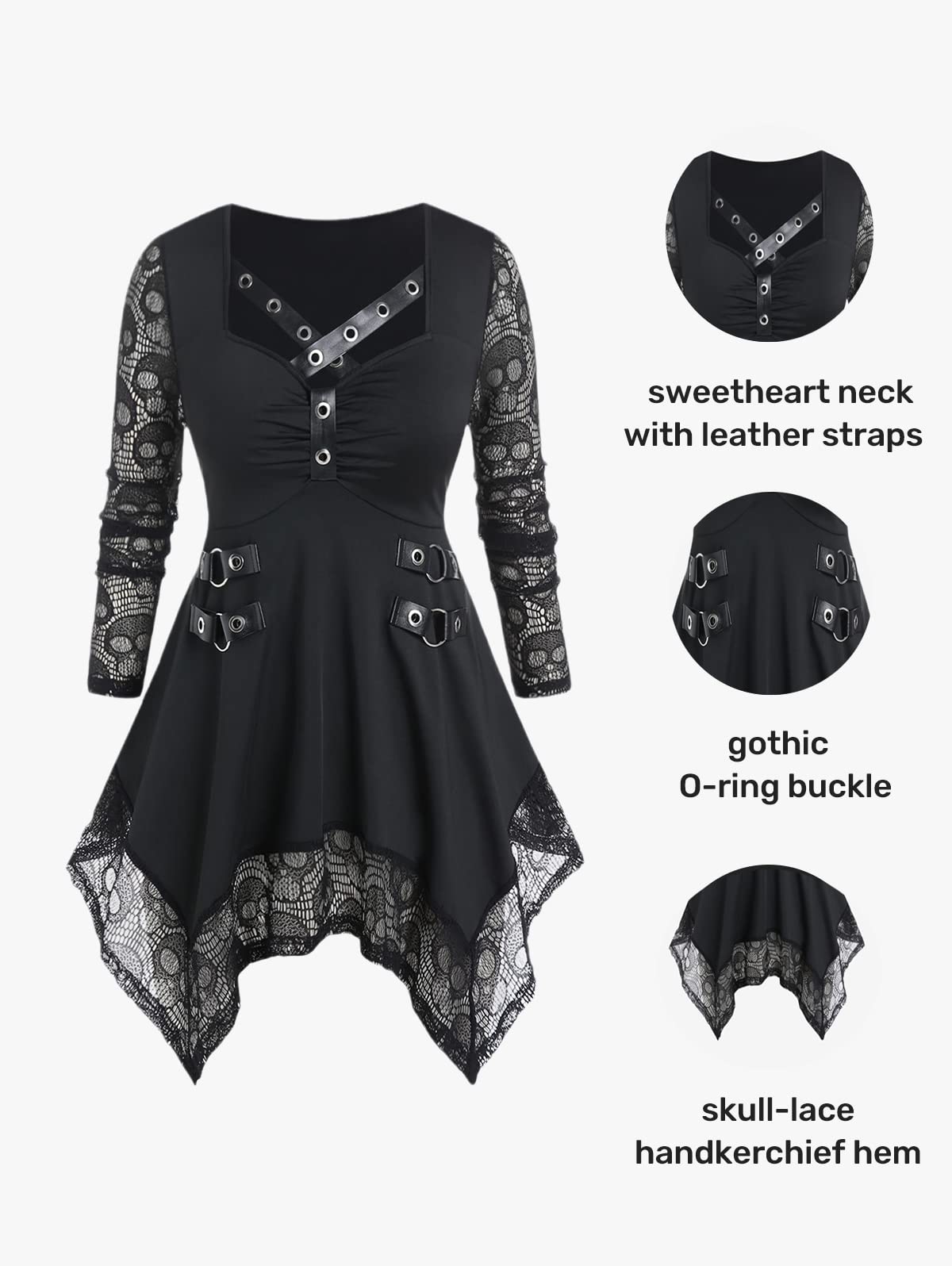 ROSE GAL Womens Plus Size Tunic Tops Fall Casual Long Sleeve T-Shirt Goth Shirt V Neck Loose Blouses Swing Tunic - Image 3